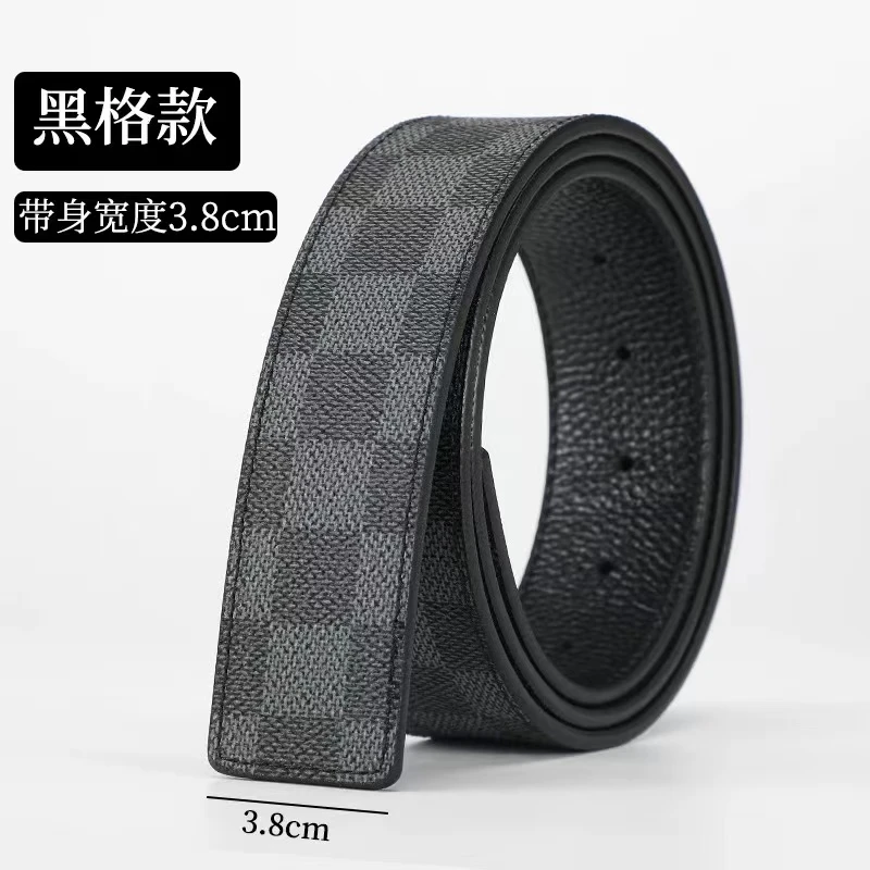 不带头格子纹皮带男打孔真皮针扣适用带身无扣头单腰带条3.8cm