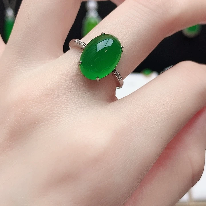 玛瑙/玉髓戒指银S925镶嵌