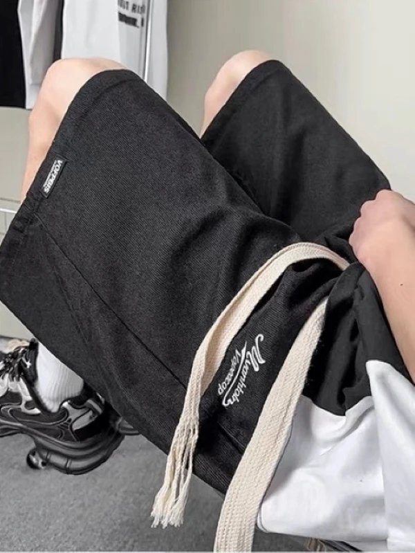 夏季大码2-300斤胖mm美式休闲短裤字母刺绣宽松百搭ins五分裤子潮