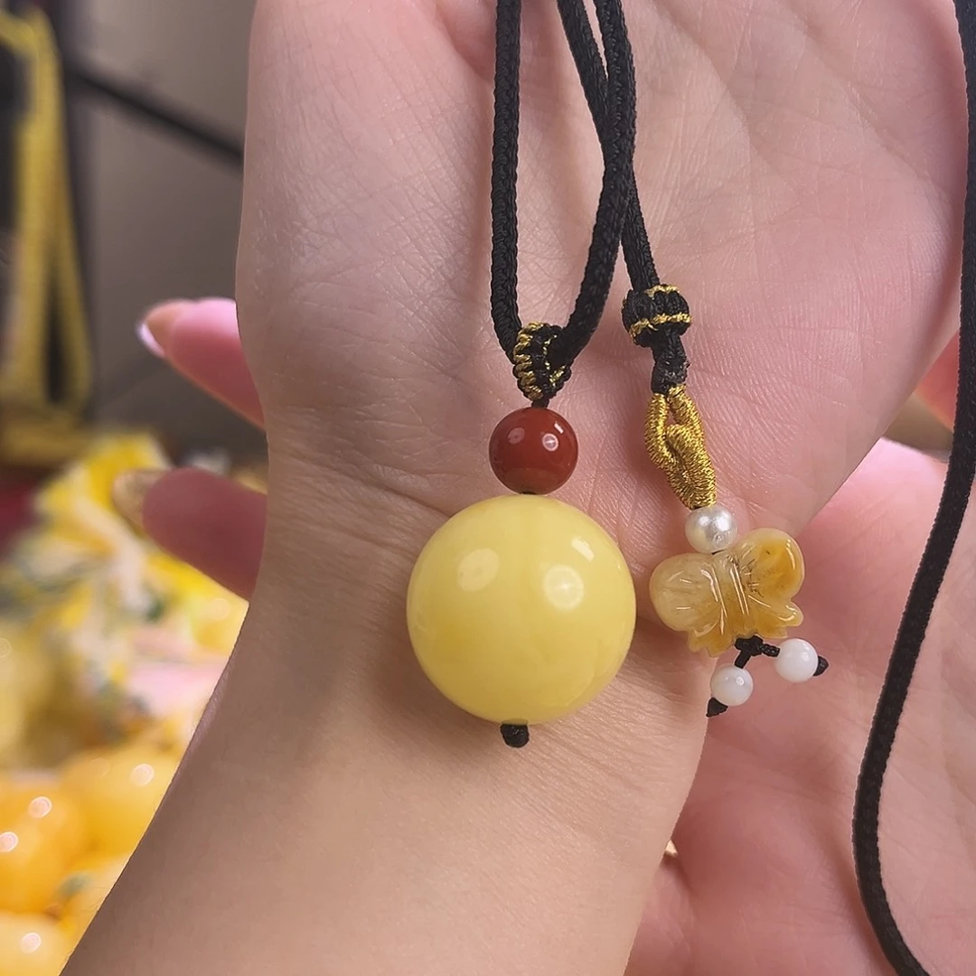 裸石琥珀未镶嵌20.6mm蜜蜡单珠项链