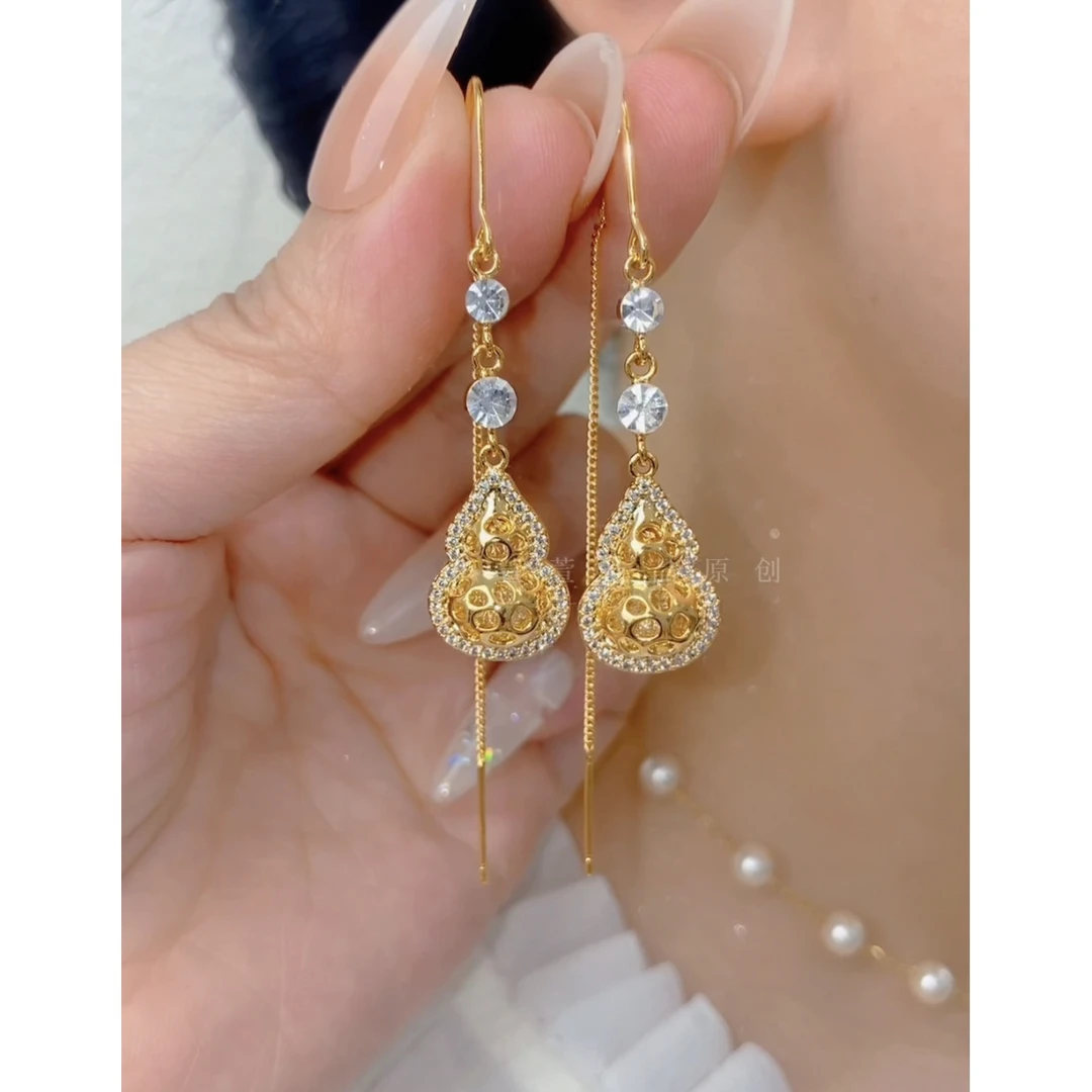 铜合金无非金属耳饰 【福禄】时尚气质设计感流苏耳环0466