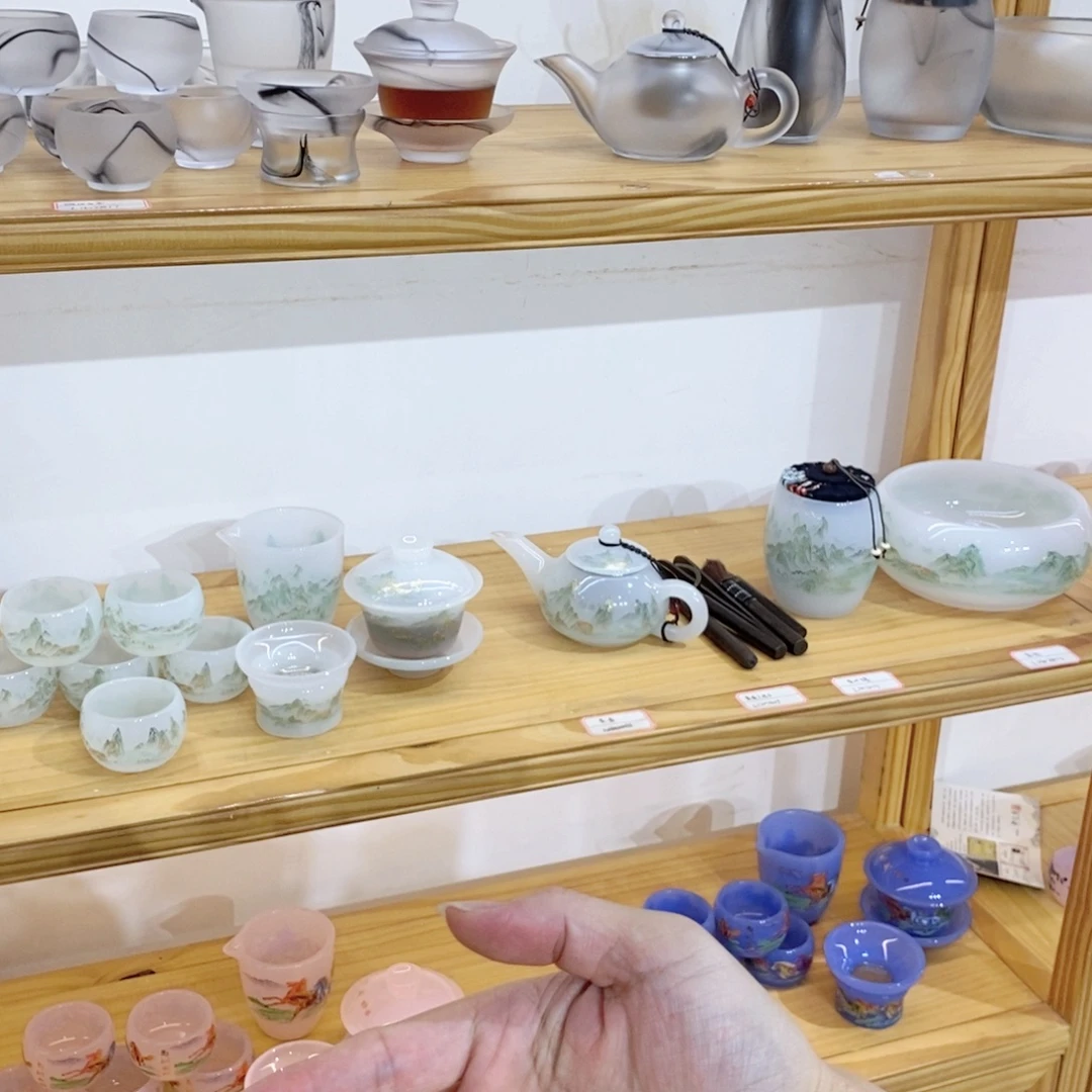 l***e手工艺品琉璃千里江山14头大套装 礼盒 主人杯2