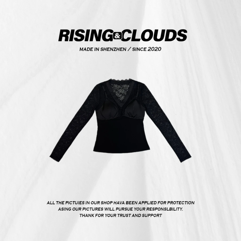 现【漫词】舒适百搭长袖蕾丝上衣010080