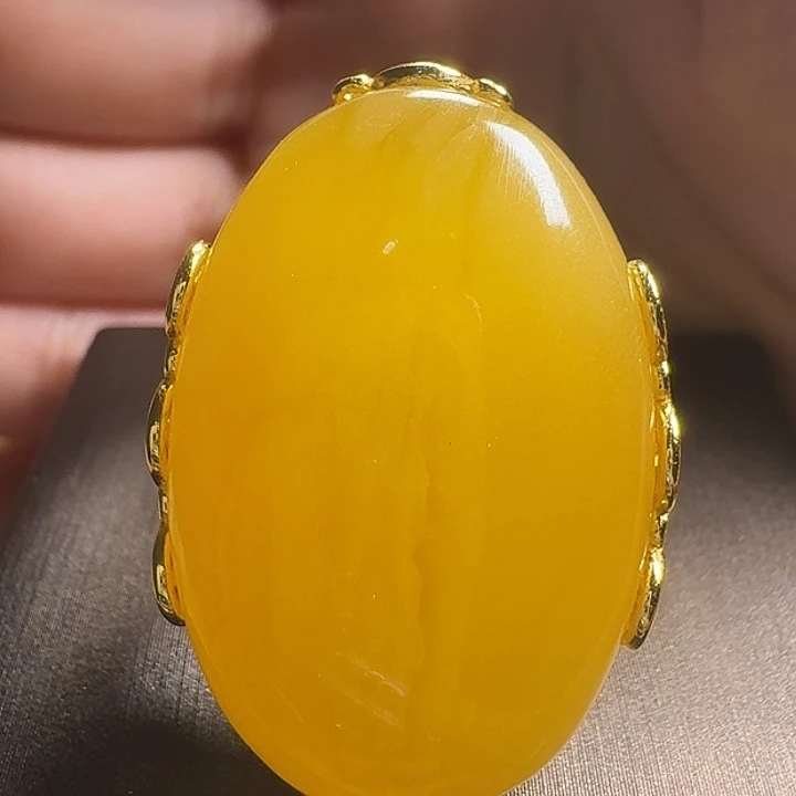 蜜蜡银S925镶嵌戒指戒指