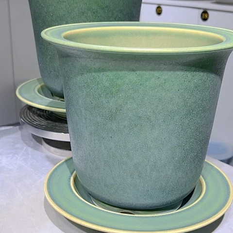 摆件用****5绿釉雅光陶瓷花器2️⃣套