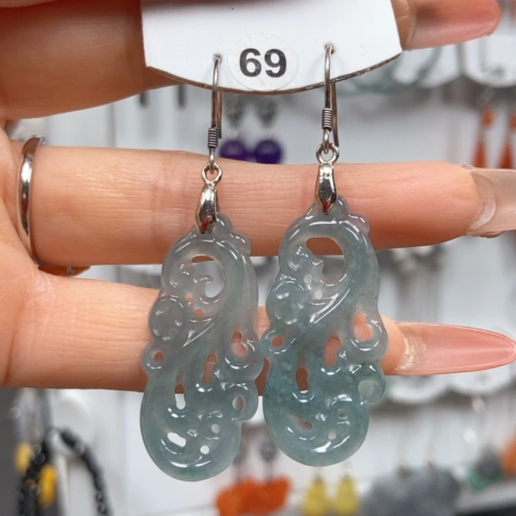 【闪购商品】翡翠耳饰银S925镶嵌耳饰