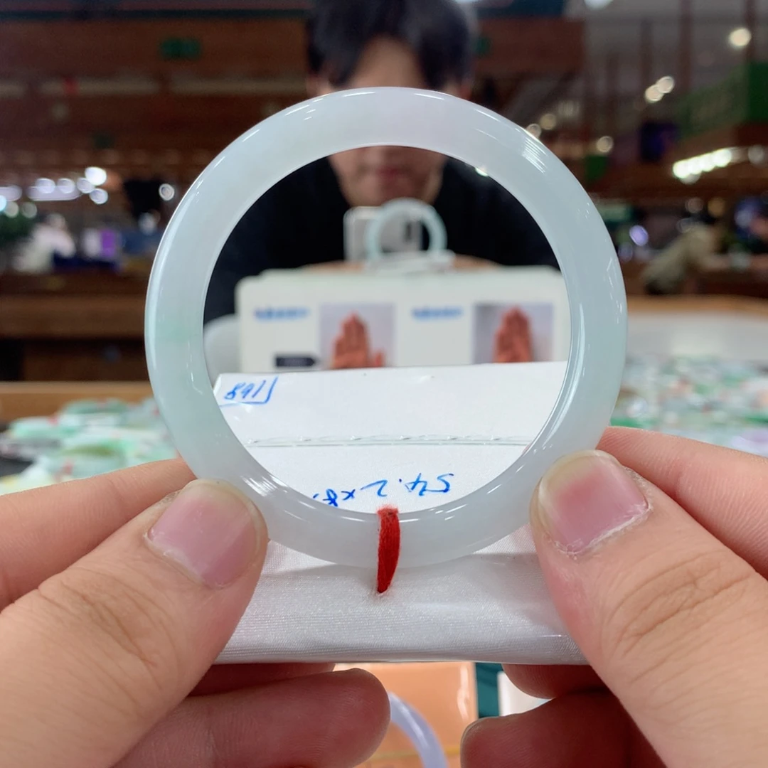 Q***琪翡翠未镶嵌手镯天然a货翡翠手镯圆条54.2