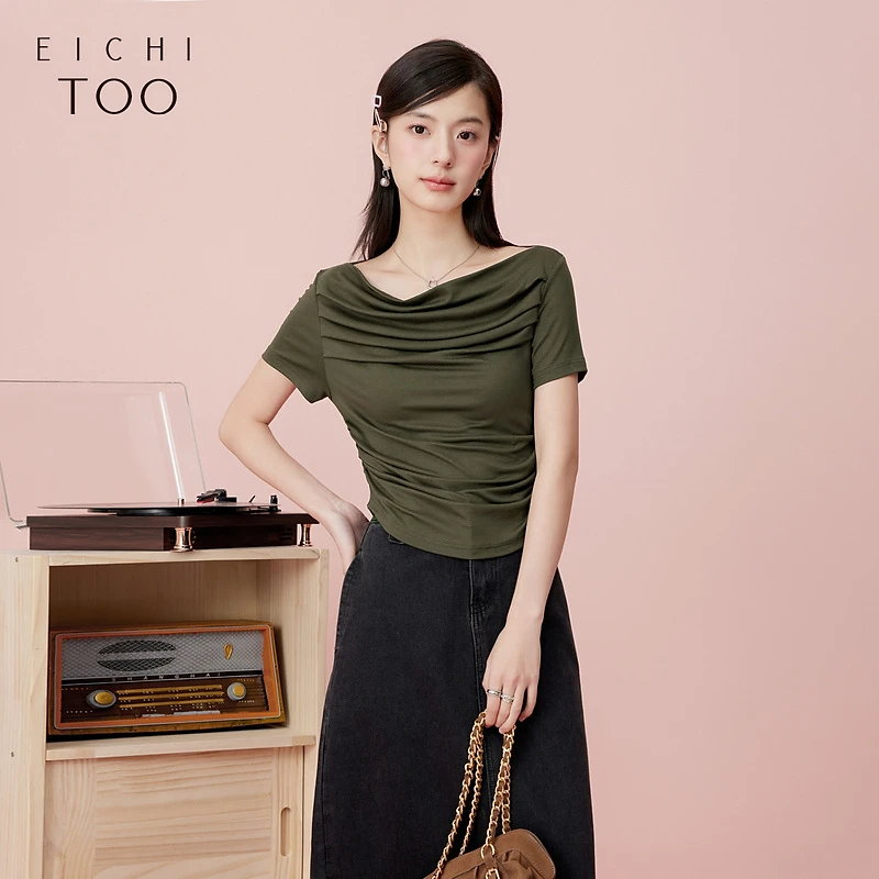 A爱居兔女装夏季新款柔软舒适性感时尚短袖针织衫ENZDJ2P006A