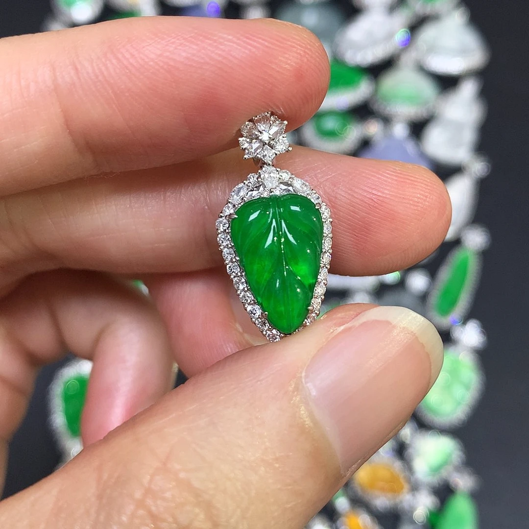 翡翠18K金镶嵌吊坠(不含链)