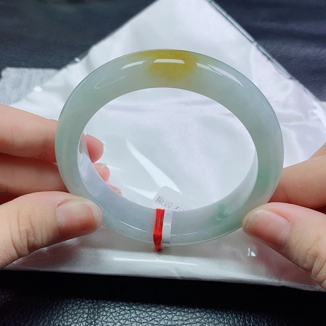 翡翠手镯未镶嵌正装轮胎双彩特色镯