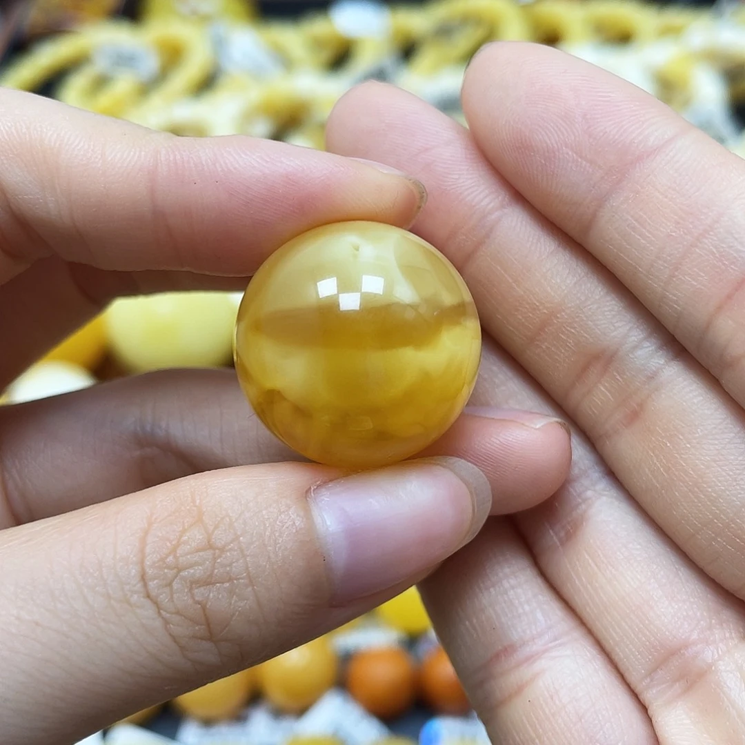 未镶嵌蜜蜡裸石圆珠22.7mm瑕