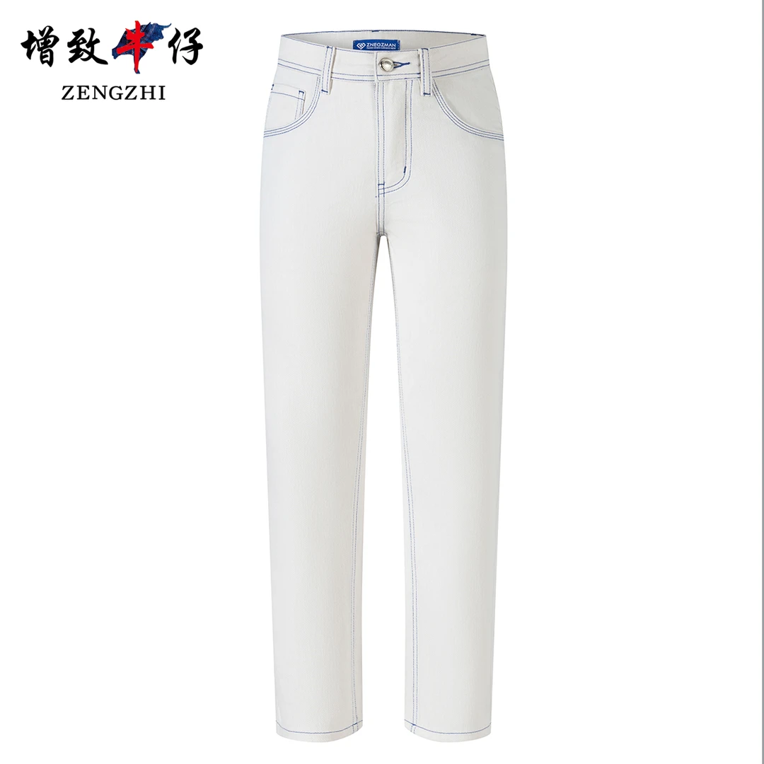 冰川蓝白【三防科技面料】夏季薄款【空调裤】合体小直筒牛仔裤207#