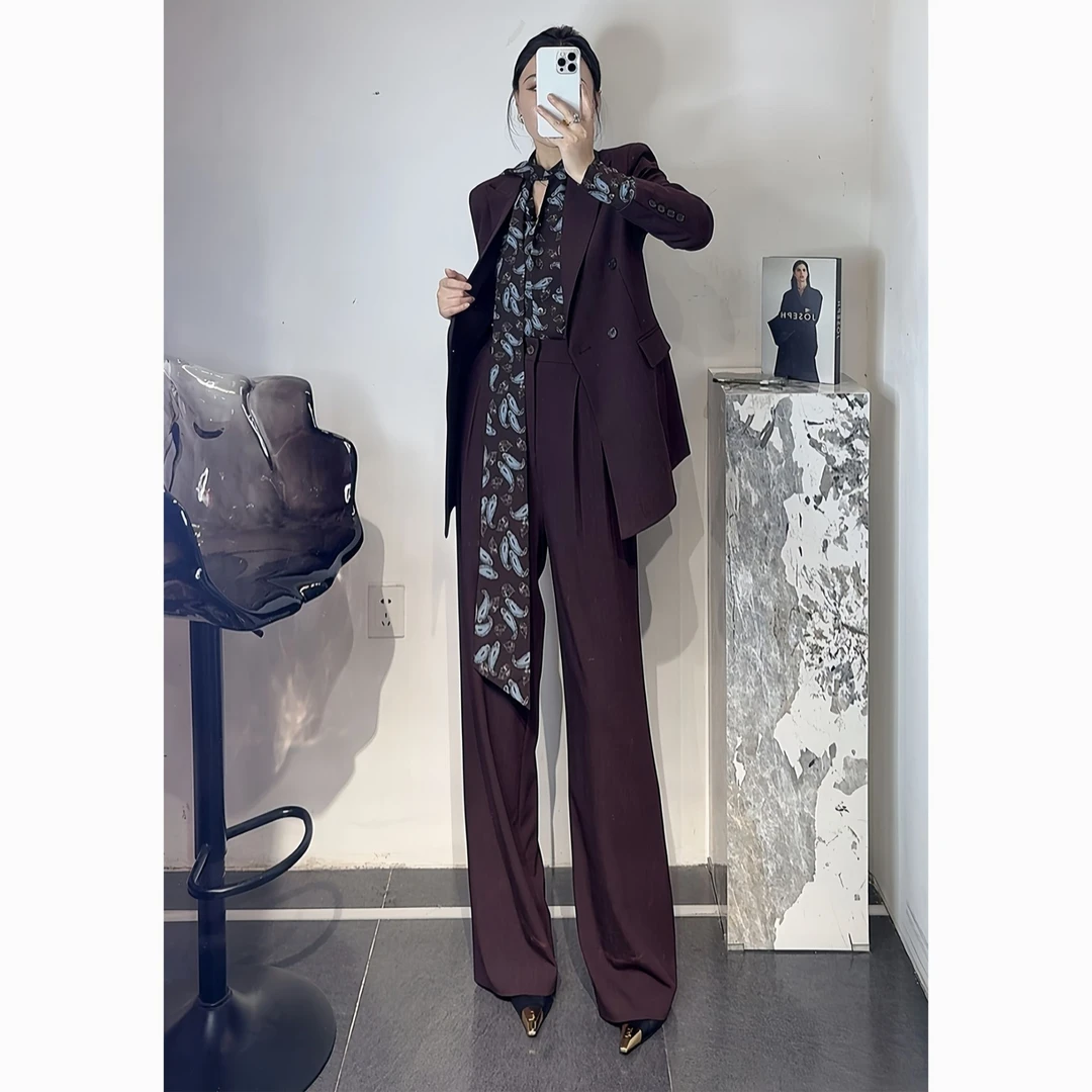 ZEROYK高级感时尚套装2025秋季新款印花衬衣西装裤子三件套