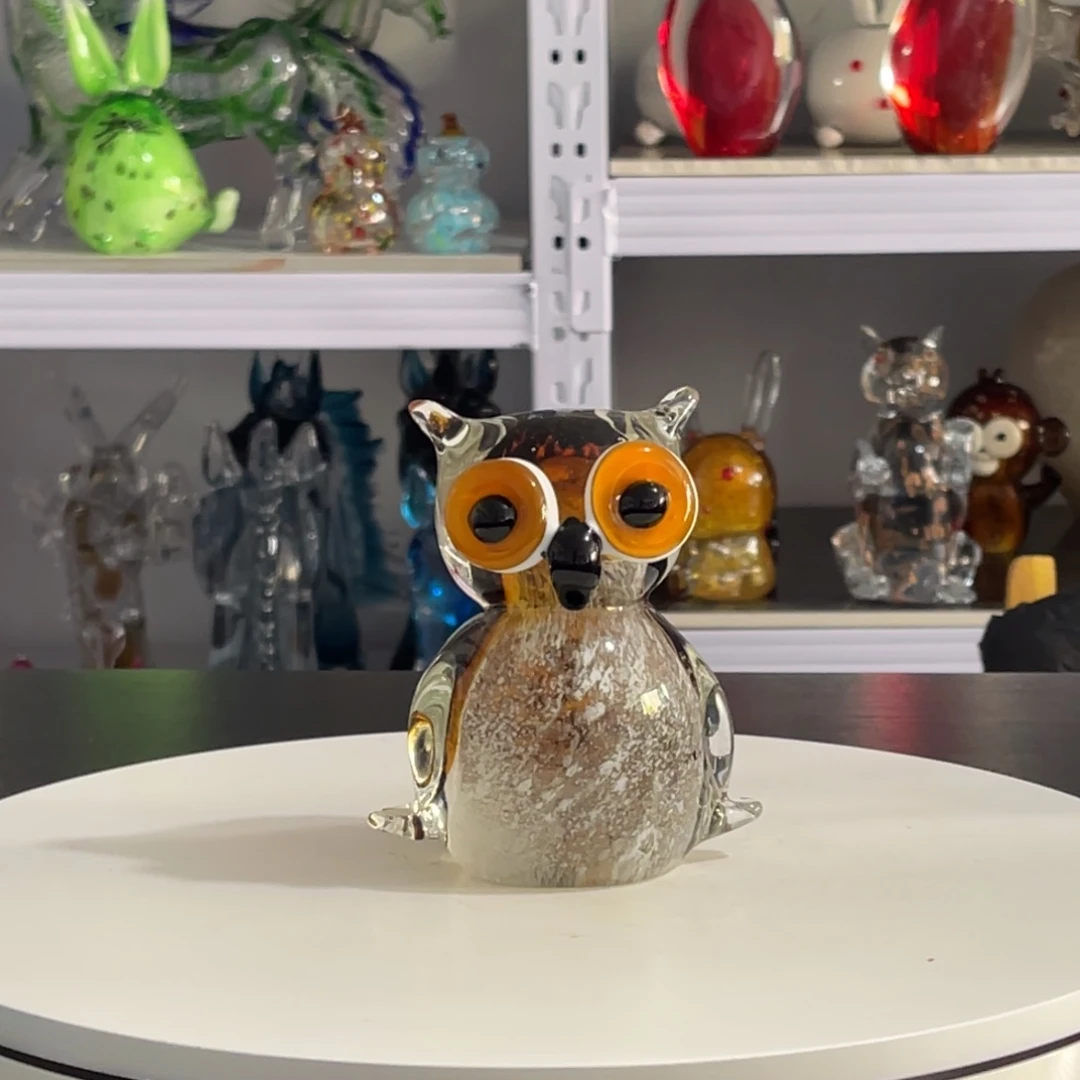 琉璃淄博琉璃，手工猫头鹰