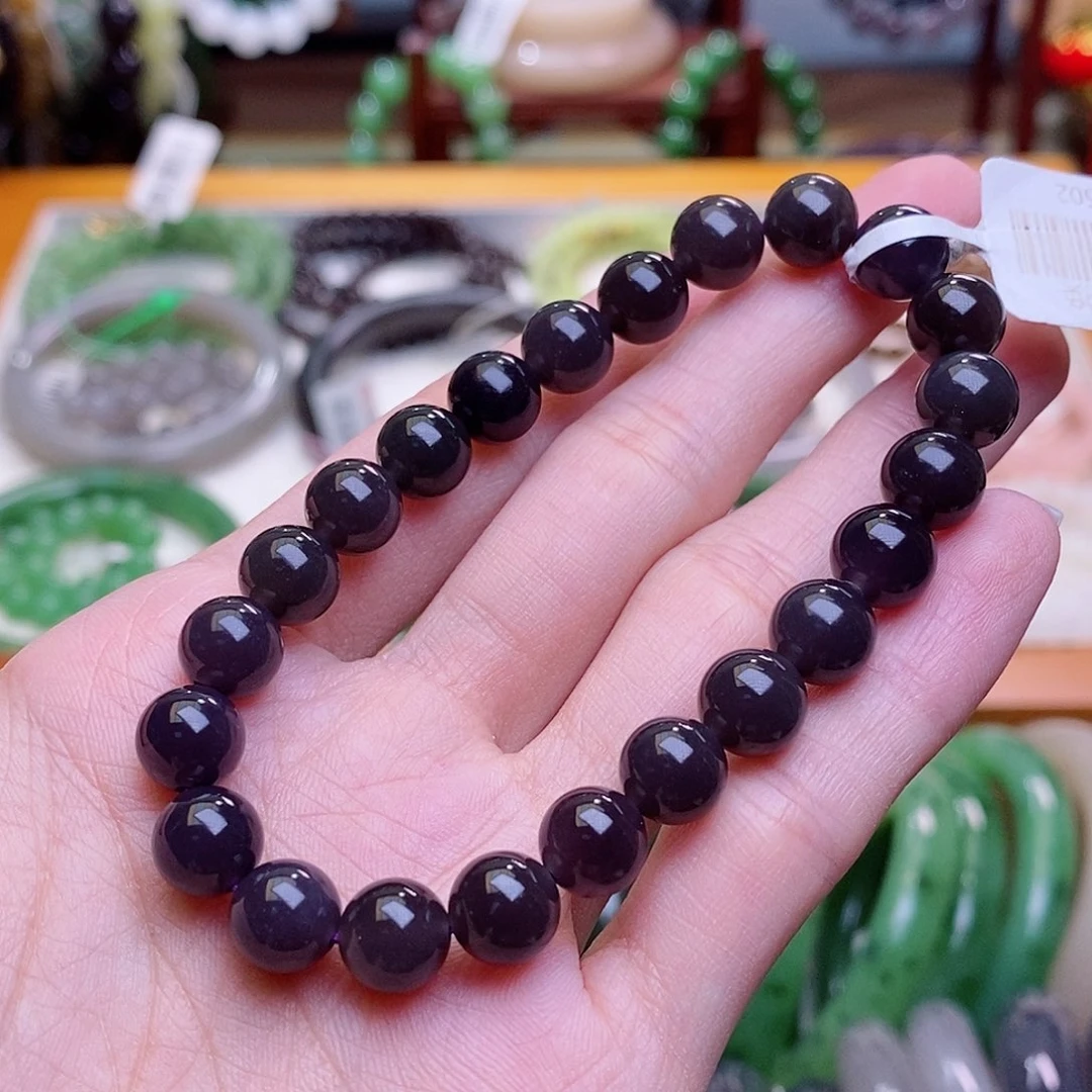 和田玉未镶嵌挂件烟紫帝王紫手串8MM