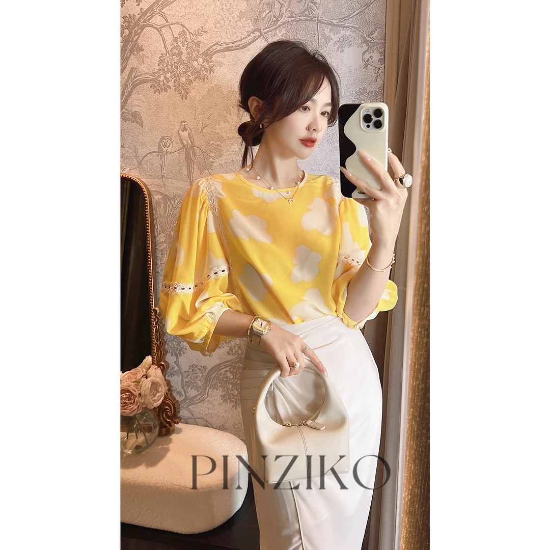 【年终宠粉大促】【PINZIKO】甜心茶~小清新优雅气质款衬衫TJA339