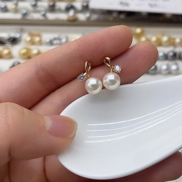 银S925镶嵌海水珍珠耳饰