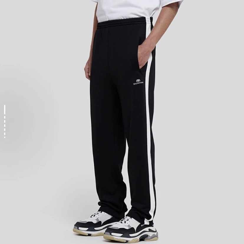 99新 Balenciaga/巴黎世家 52674/黑色logo刺绣运动裤/36码/98新