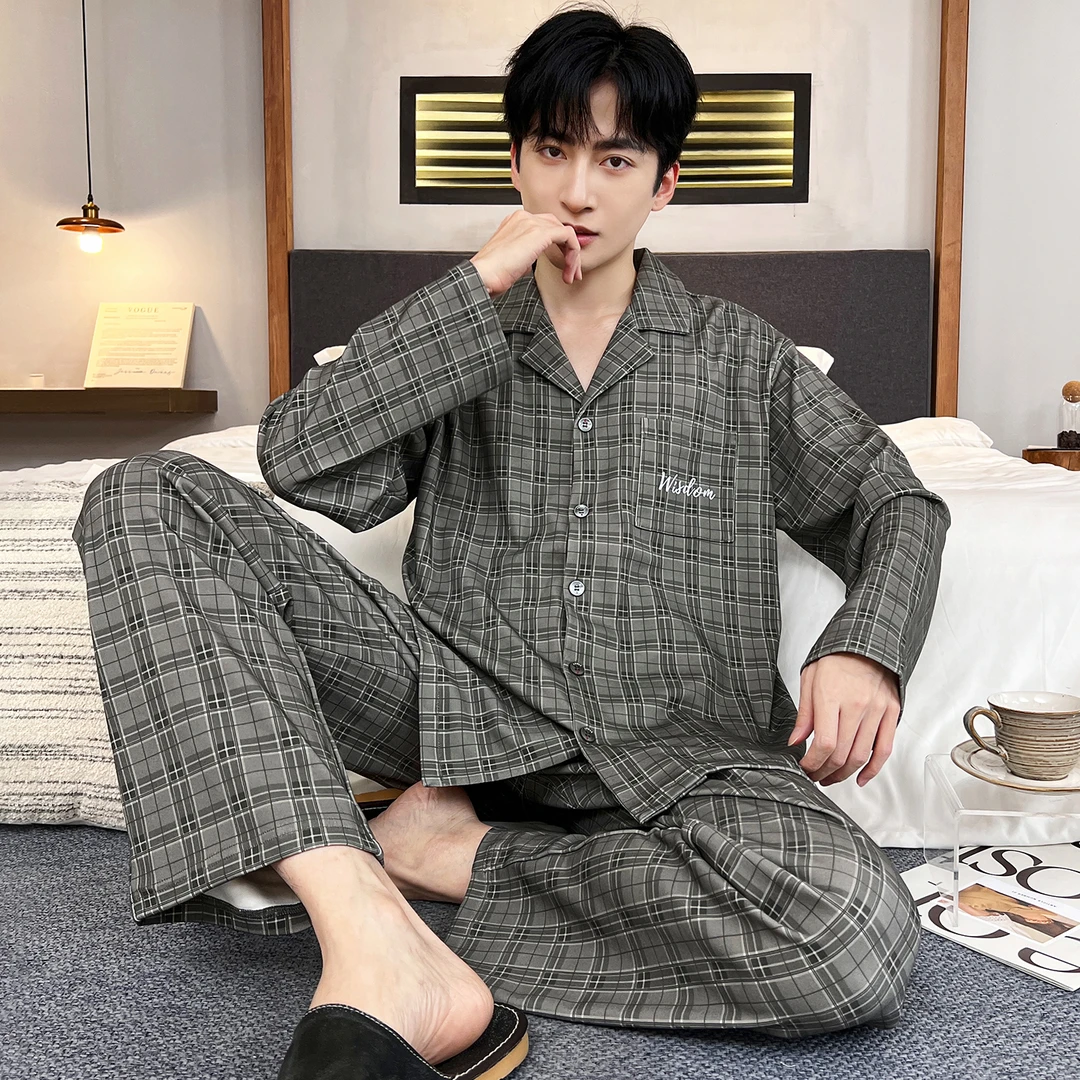 【高档家居服】2025新款男士大码春秋季宽松开衫长袖男士睡衣家居服