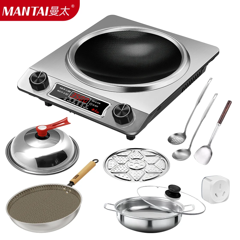曼太3500W大功率家用凹面电磁炉2025新款防水炒菜一体锅防水灶具