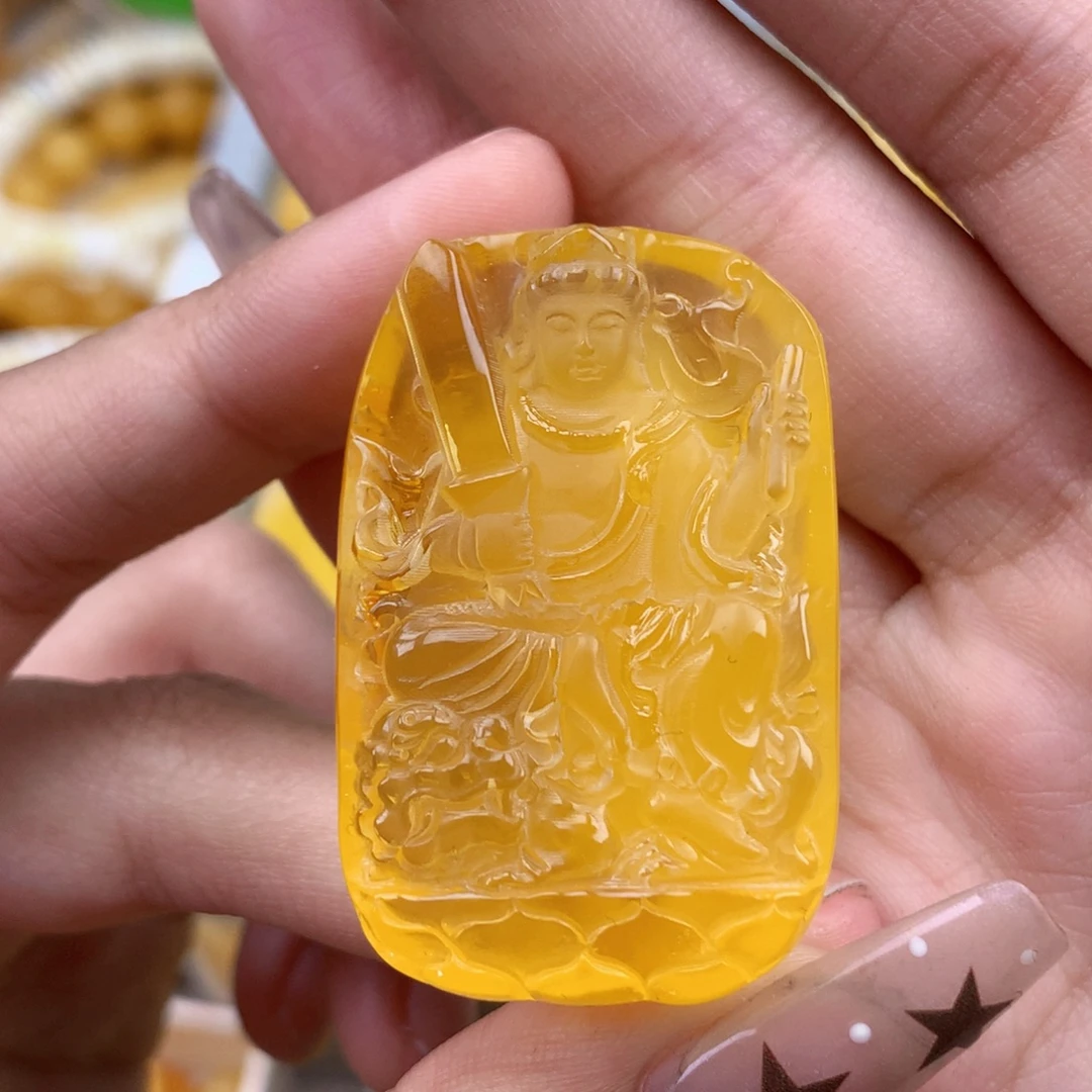 琥珀未镶嵌珠宝奇石47*21*12 文殊菩萨