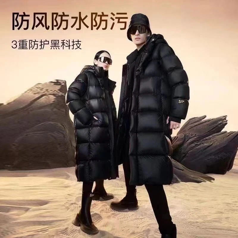 2025时尚黑金棉服冬天网红款外套情侣黑色防水连帽外套防风保暖