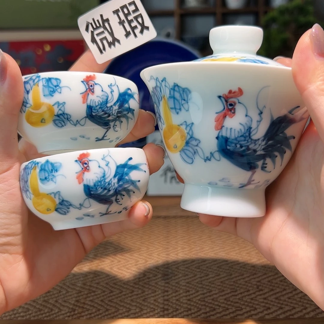 【闪购商品】微瑕 手绘 盖碗