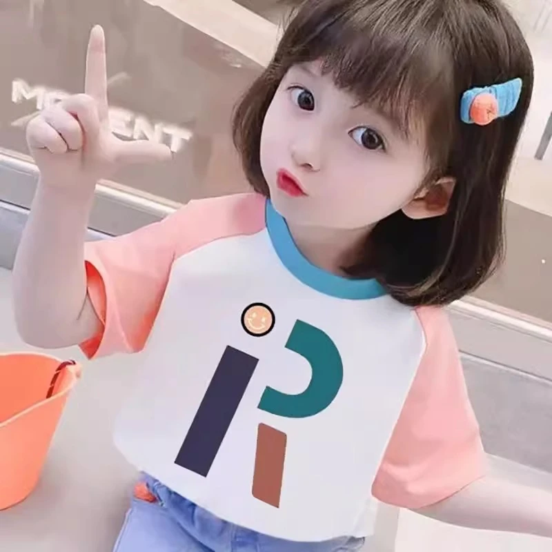 2025新款女童半袖打底衫韩版儿童春秋宝宝洋气圆领印花上衣T恤