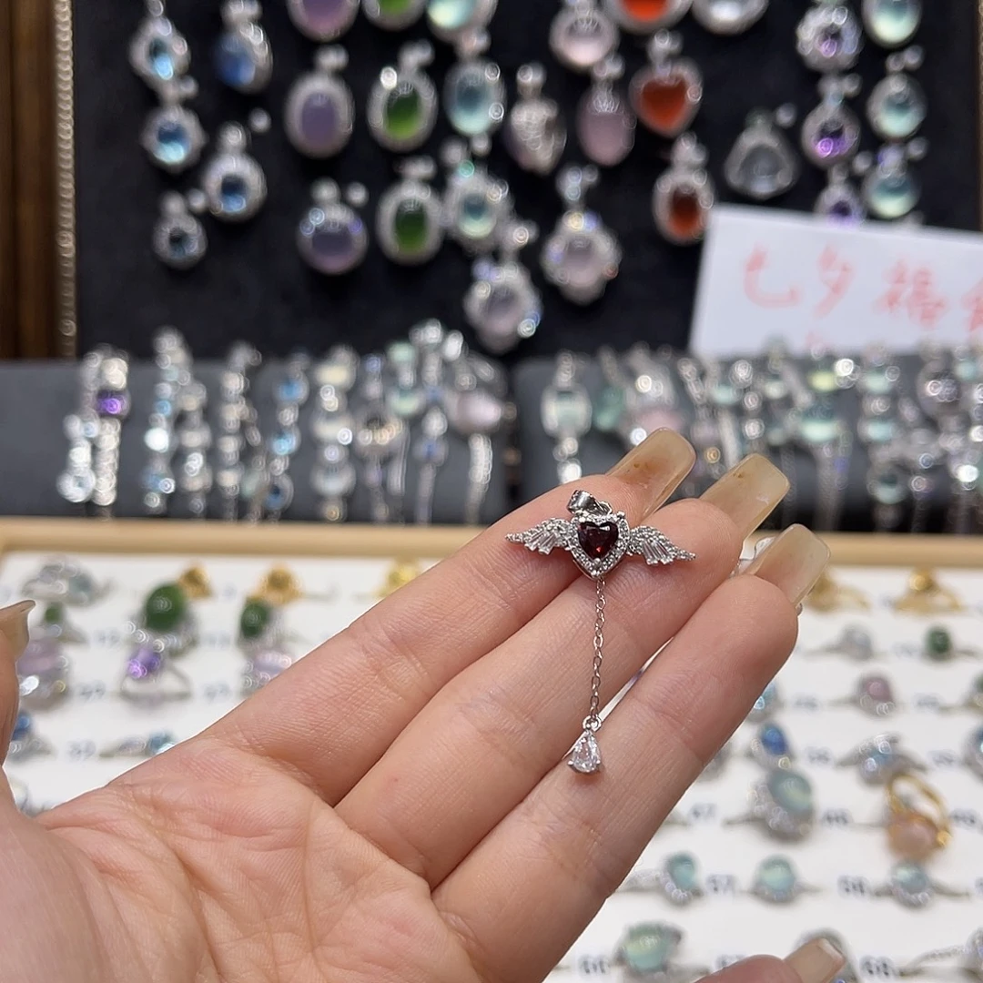 银S925镶嵌蛇纹石玉吊坠