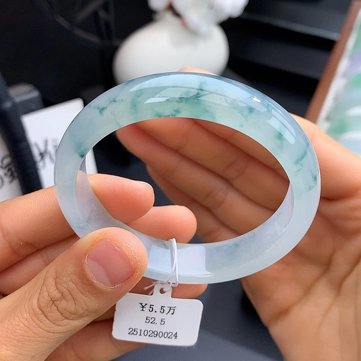 未镶嵌手镯翡翠53冰飘花正圈