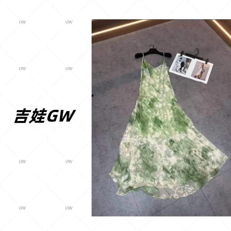 GW乔其纱【夏日限定】新款高级感简约时尚百搭显瘦吊带连衣裙D2520W