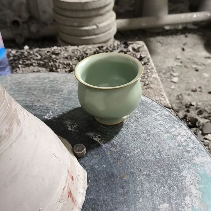 壶清凉寺汝瓷仿古釉纯手工玉兰杯