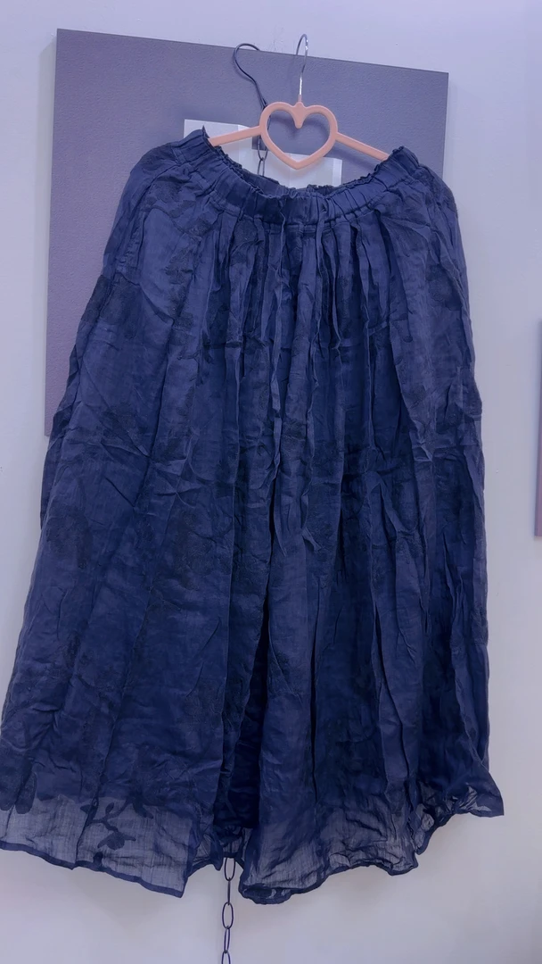 薄款苎麻提花半身裙休闲时尚夏季黑色