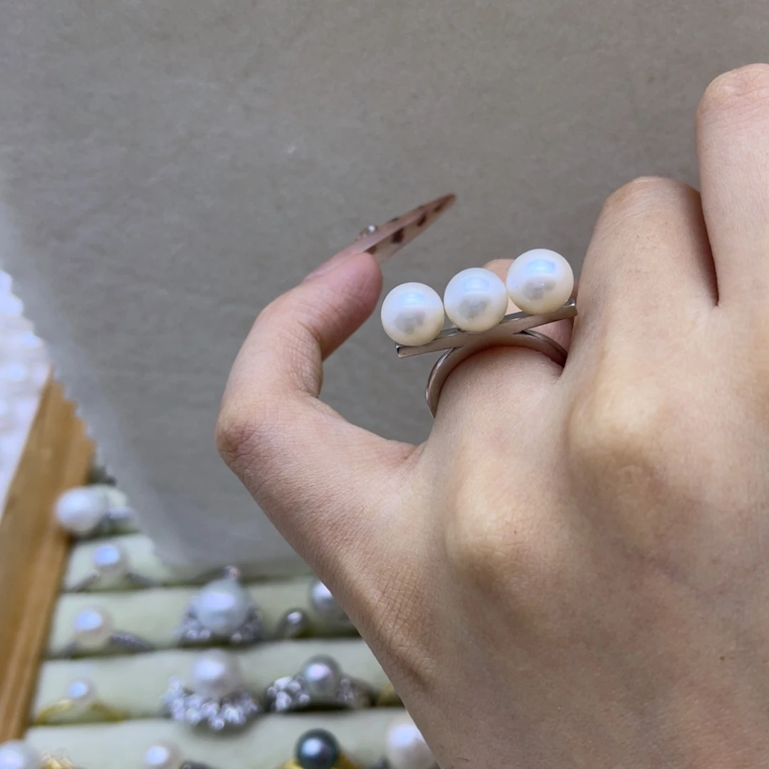 淡水珍珠戒指银S925镶嵌