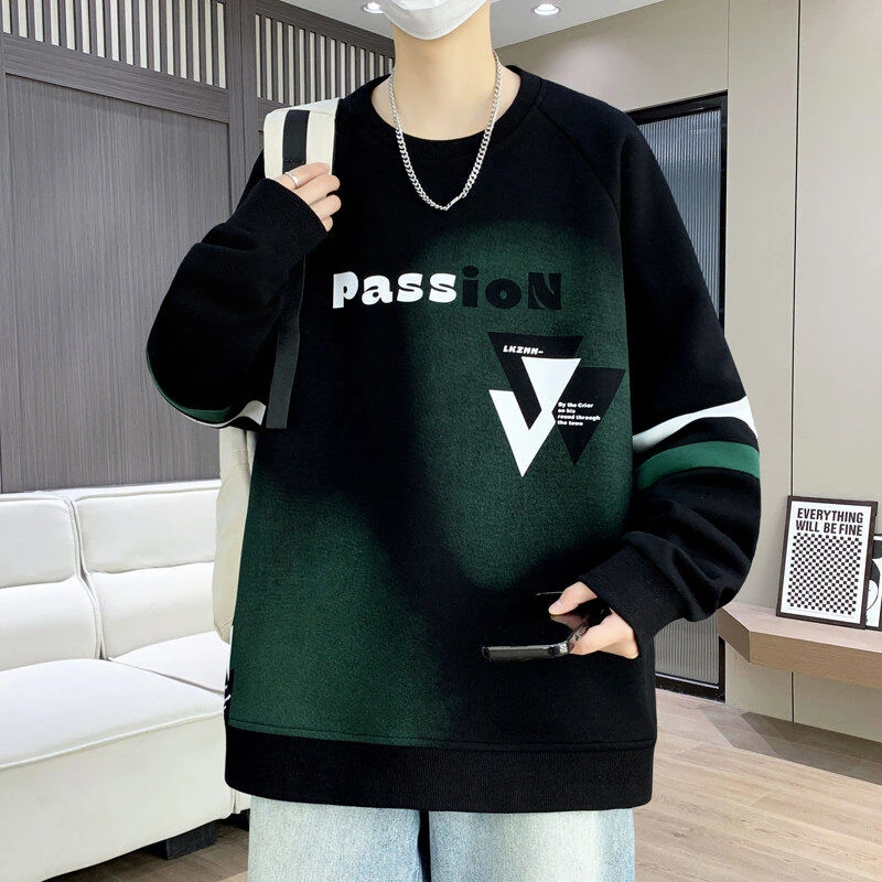 高品质春秋季青少年初中生圆领长袖卫衣休闲潮流韩版ins套头打底