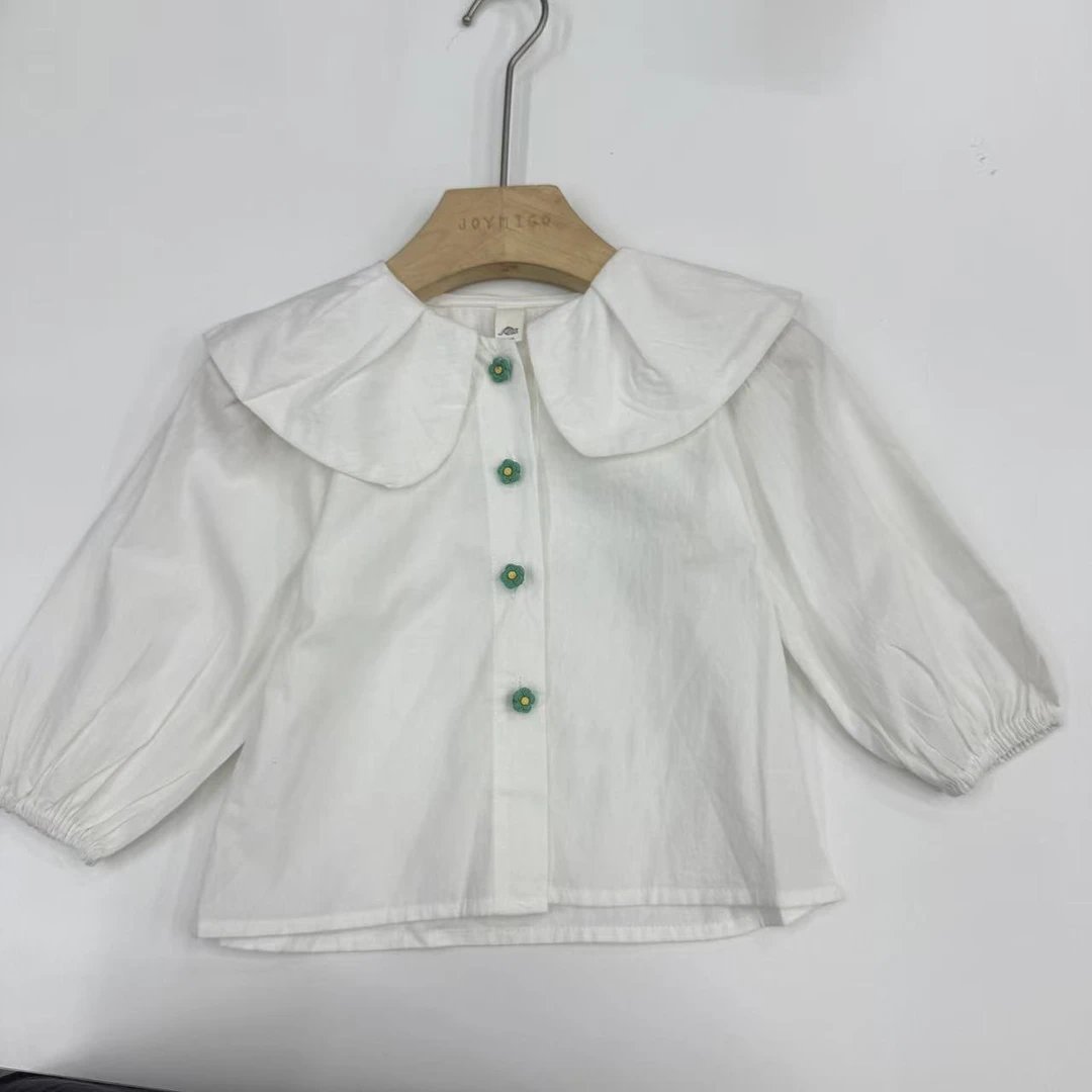 【651】绿色花型纽扣衬衫