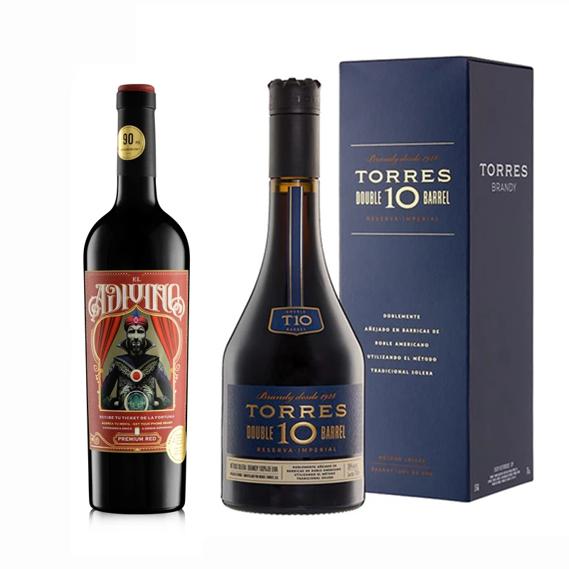 西班牙进口预言家红葡萄酒750ml+桃乐丝10双桶白兰地