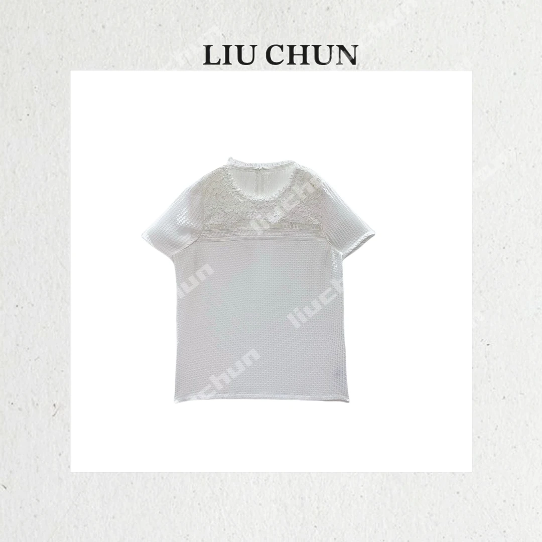 【镂空蕾丝花】CHUN家时尚夏季经典百搭桑蚕丝T恤