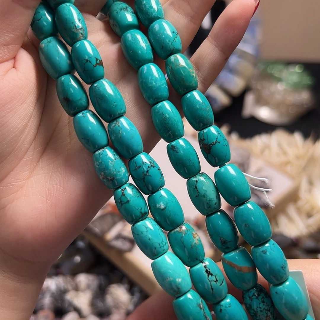 玛瑙/玉髓合金珠宝半成品B305绿松石桶珠14*9.6mm