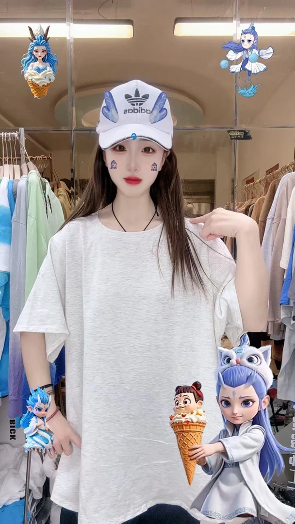 外贸纯棉男女同款T恤净面