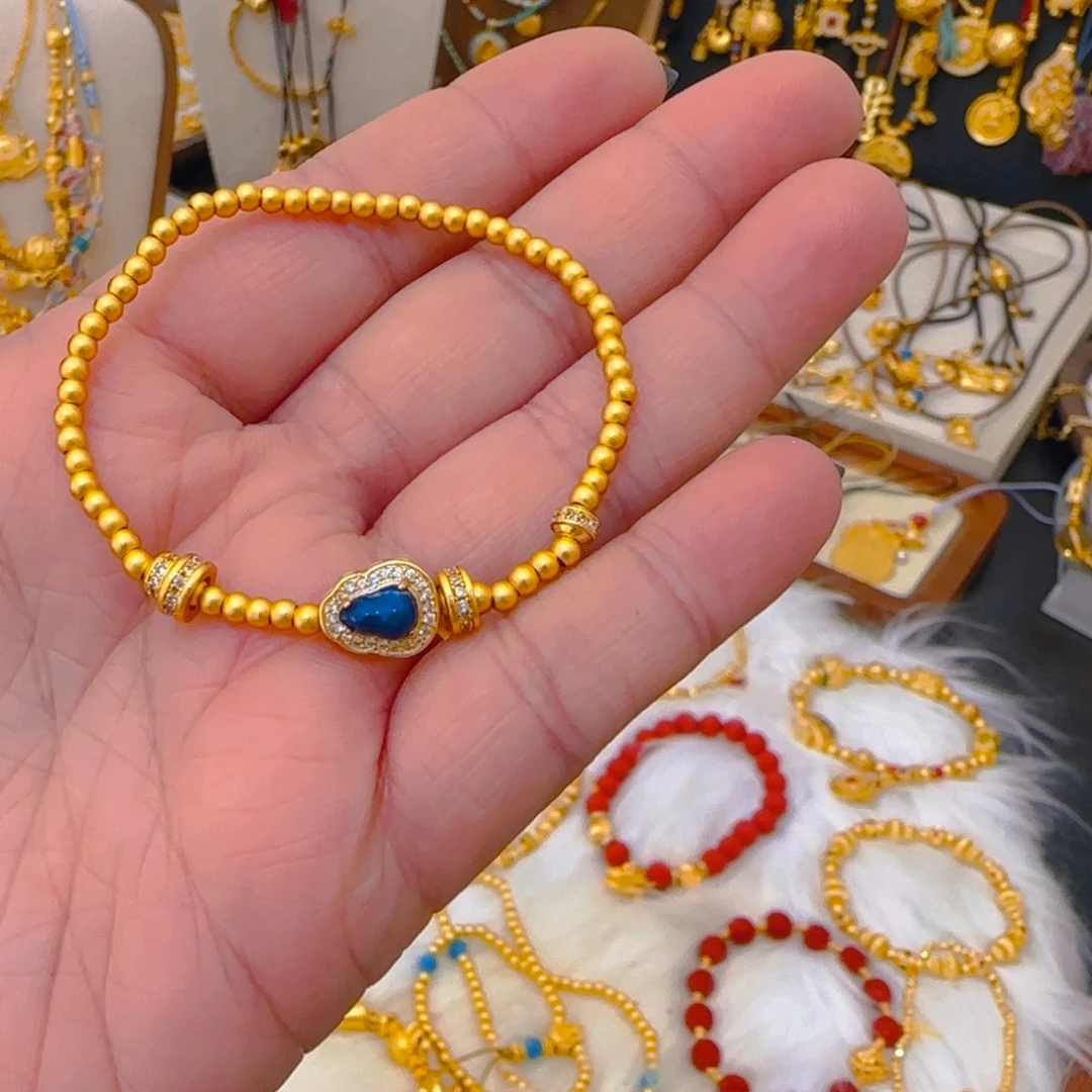 仿珍珠铜合金青金葫芦手串