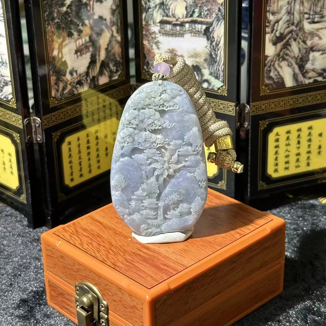 4645-天然翡翠-紫山水