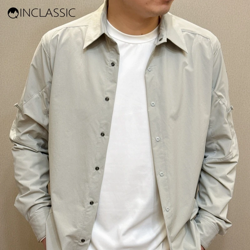 QINCLASSIC 非鸟家  长袖轻薄衬衫  透气速干 弹力拼接 男士春季