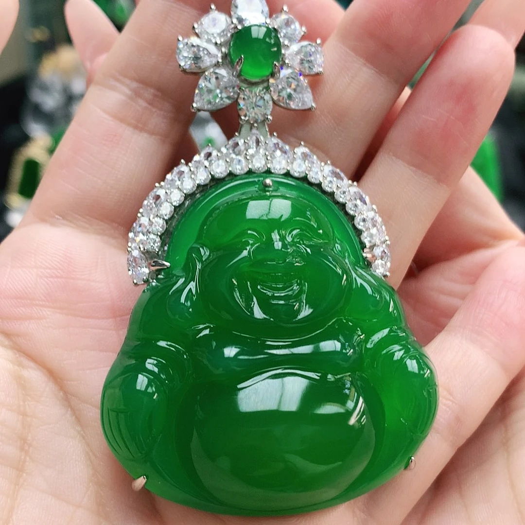 玛瑙/玉髓银S925镶嵌吊坠