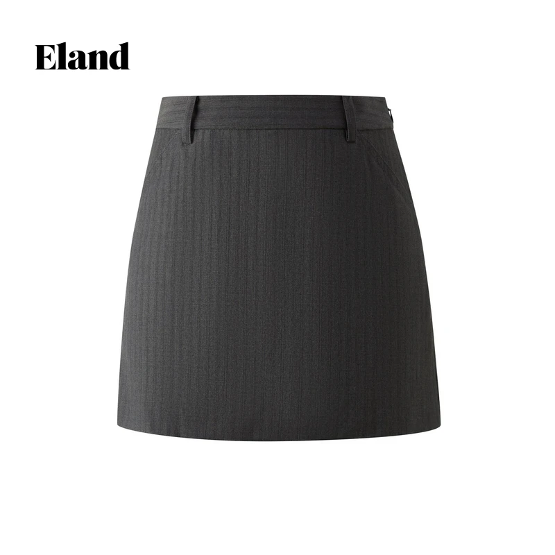 Eland衣恋新款纯色百搭前片含羊毛通勤裙裤短裤女夏季EETHF66T71
