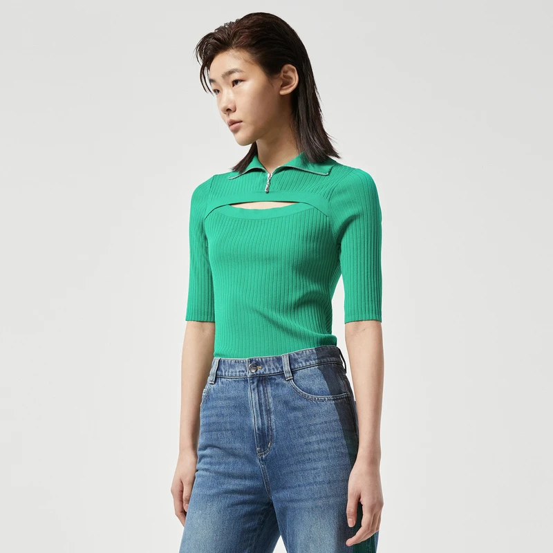 H·GENTEEL荷高精致半高领坑条毛衫C31650578