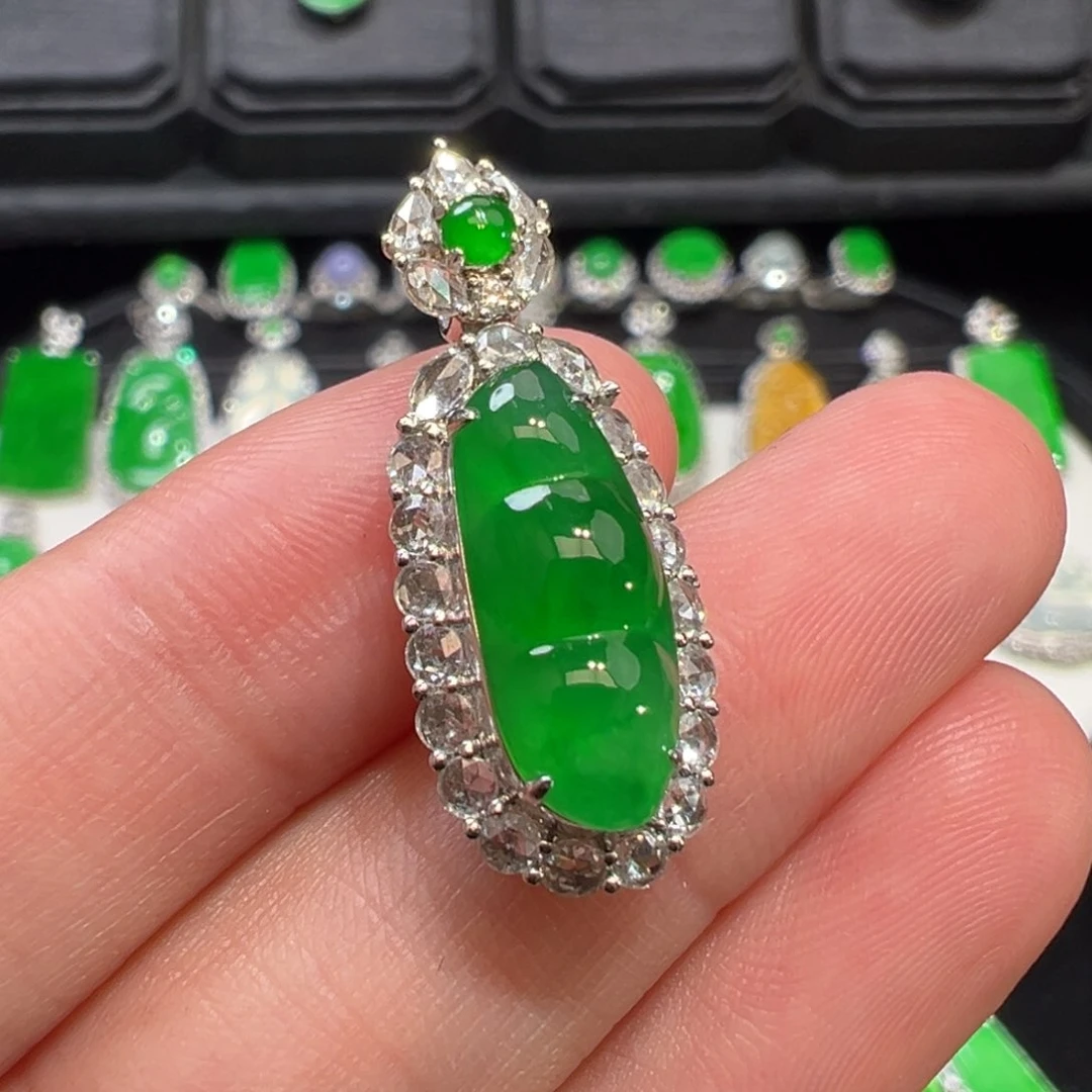 翡翠吊坠(不含链)18K金镶嵌收到货48小时鉴赏期