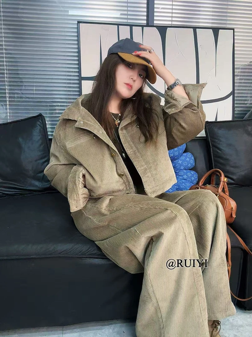 《赵小姐推荐》美式条绒夹棉套装