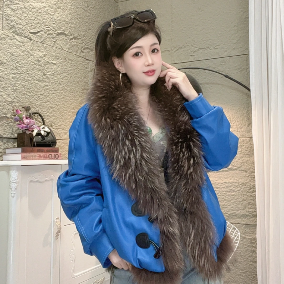 轻奢女款子毛领短款外套冬季加厚保暖时尚百搭设计感上衣P0443