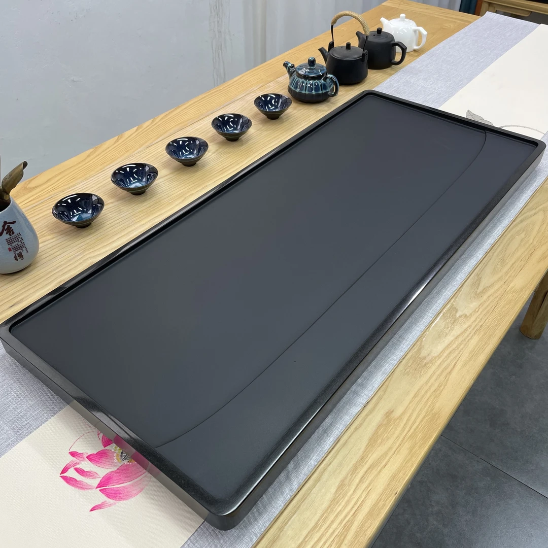 天然乌金石茶盘简约家用轻奢排水托盘大小号中式复古功夫茶具茶台